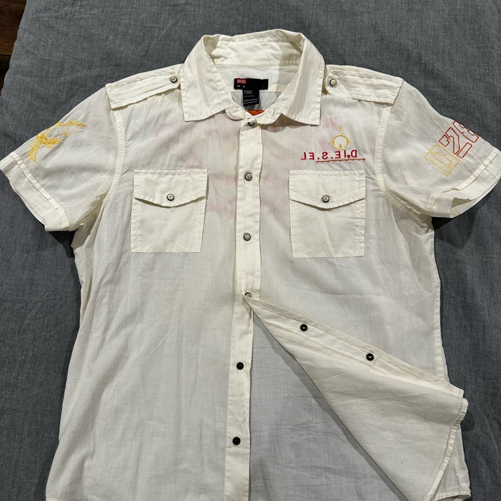Diesel Cream Short Sleeve Casual Shirt